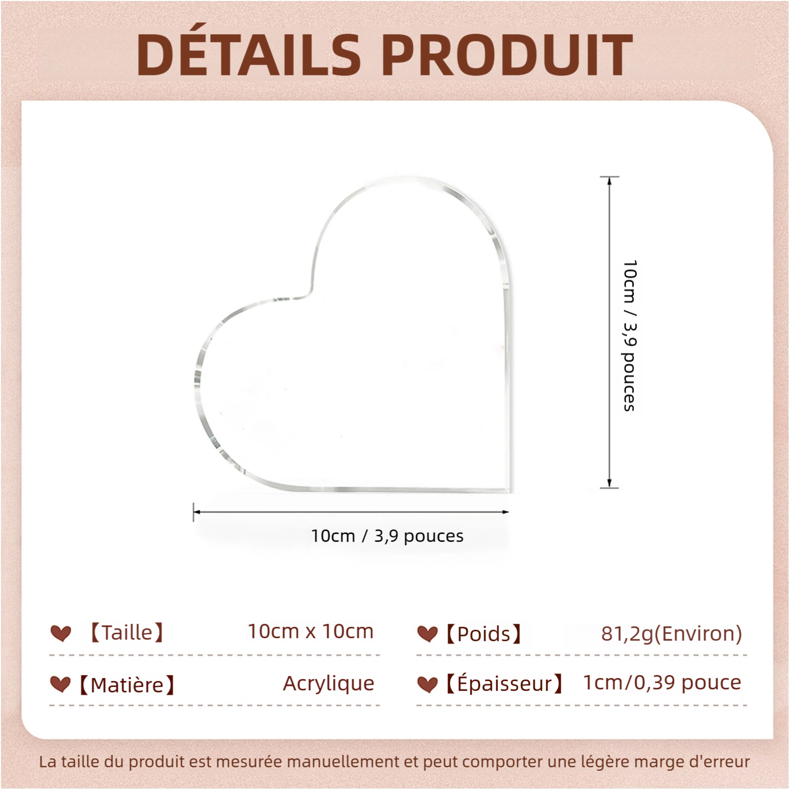 Plaque Acrylique Cœur Personnalisée – « Je t’aime tous les jours » – Cadeau Saint-Valentin pour Couple