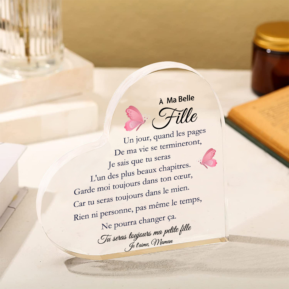 À Ma belle fille 2PCS Portefeuille Acrylique Plaque 1 Prénom Personnalisé avec fleur de naissance | Jessemade