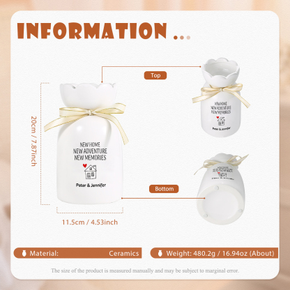 Vase décoratif Céramique maison 2 Prénoms Personnalisés avec texte et Date (sans plantes) | Jessemade
