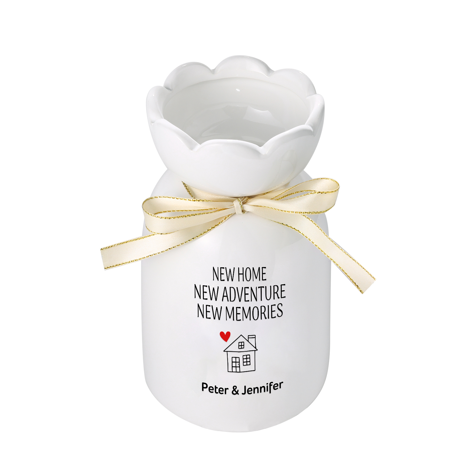 Vase décoratif Céramique maison 2 Prénoms Personnalisés avec texte et Date (sans plantes) | Jessemade