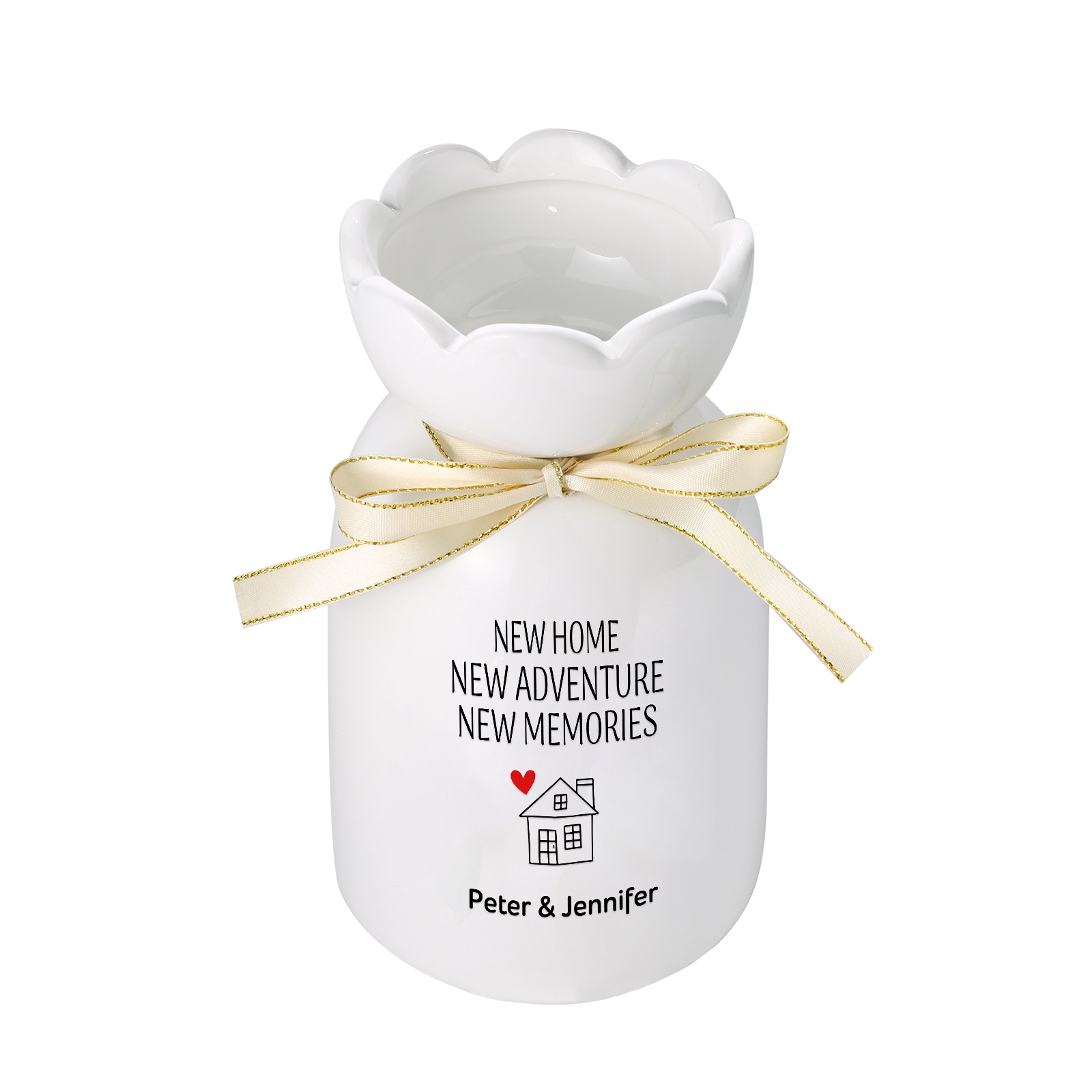 Vase décoratif Céramique maison 2 Prénoms Personnalisés avec texte et Date (sans plantes) | Jessemade