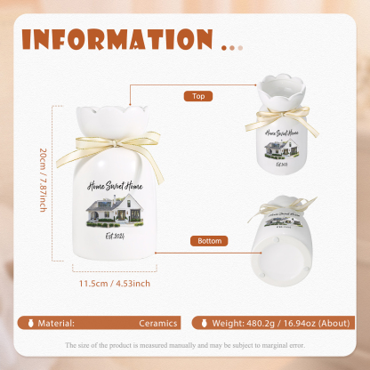 Vase décoratif Céramique maison 2 Prénoms Personnalisés avec photo et Date (sans plantes) | Jessemade