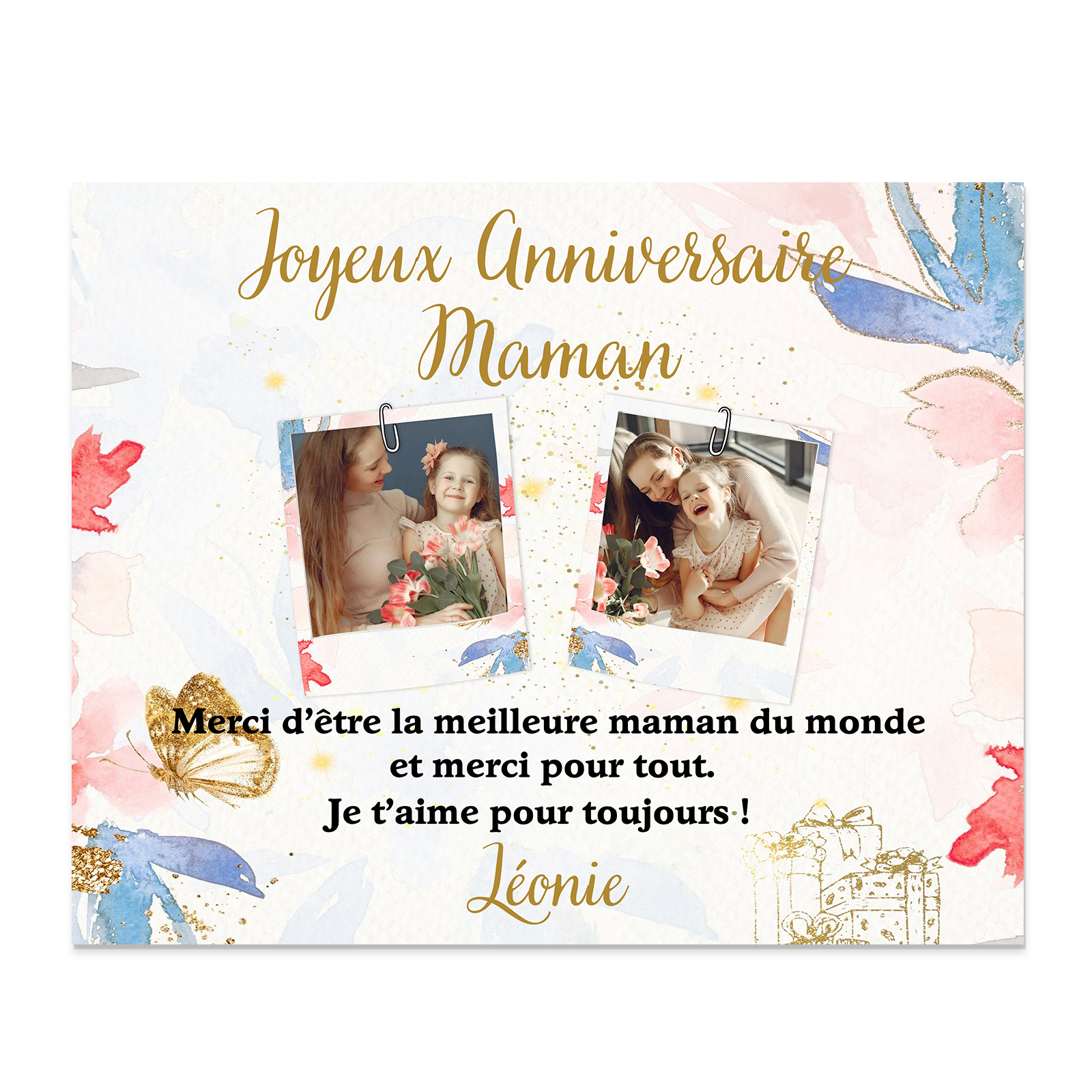 Cadre imprimé en bois 1 Prénom personnalisés avec Photo - Cadeau pour 