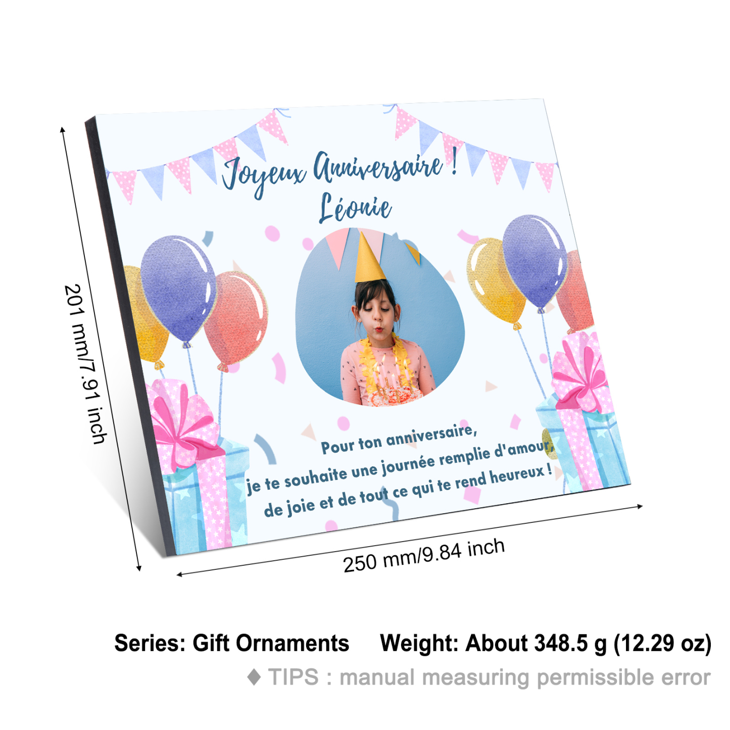 Cadre imprimé en bois 1 Prénom personnalisé avec Photo - Cadeau pour enfant-Anniversaire｜ Jessemade