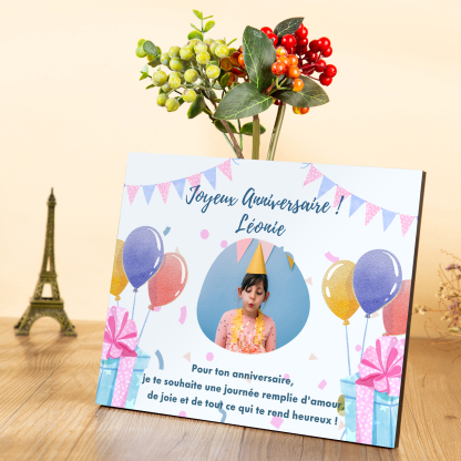 Cadre imprimé en bois 1 Prénom personnalisé avec Photo - Cadeau pour enfant-Anniversaire｜ Jessemade
