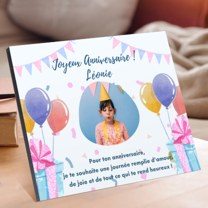 Cadre imprimé en bois 1 Prénom personnalisé avec Photo - Cadeau pour enfant-Anniversaire｜ Jessemade