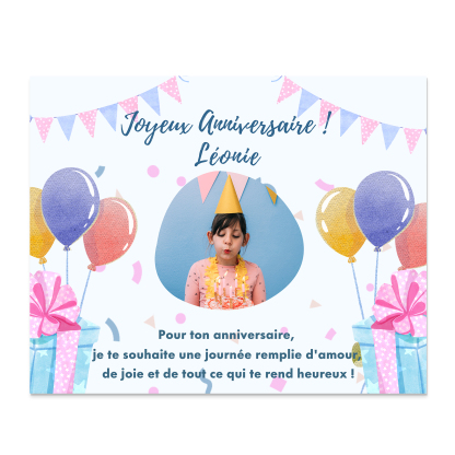 Cadre imprimé en bois 1 Prénom personnalisé avec Photo - Cadeau pour e