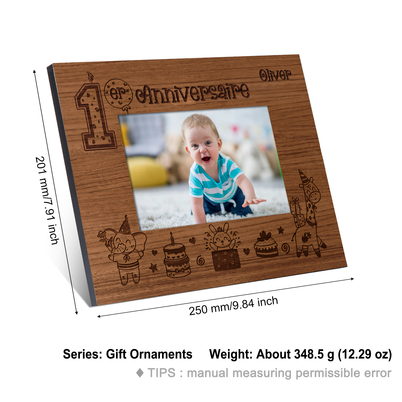 Cadre imprimé en bois 1 Prénom personnalisé avec Photo Cadeau 1er anniversaire pour nounou｜ Jessemade