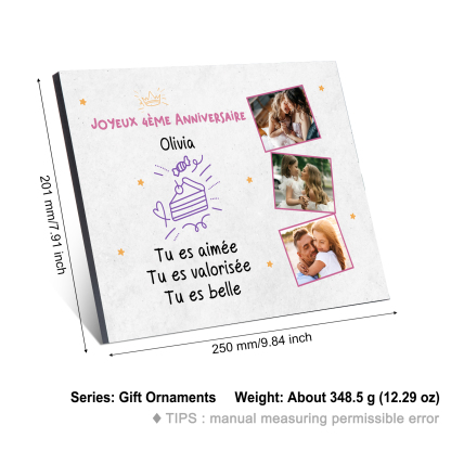 Cadre en bois imprimé personnalisé avec 1 prénom et photo Cadeau anniversaire pour enfant｜ Jessemade