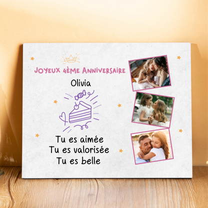 Cadre en bois imprimé personnalisé avec 1 prénom et photo Cadeau anniversaire pour enfant｜ Jessemade