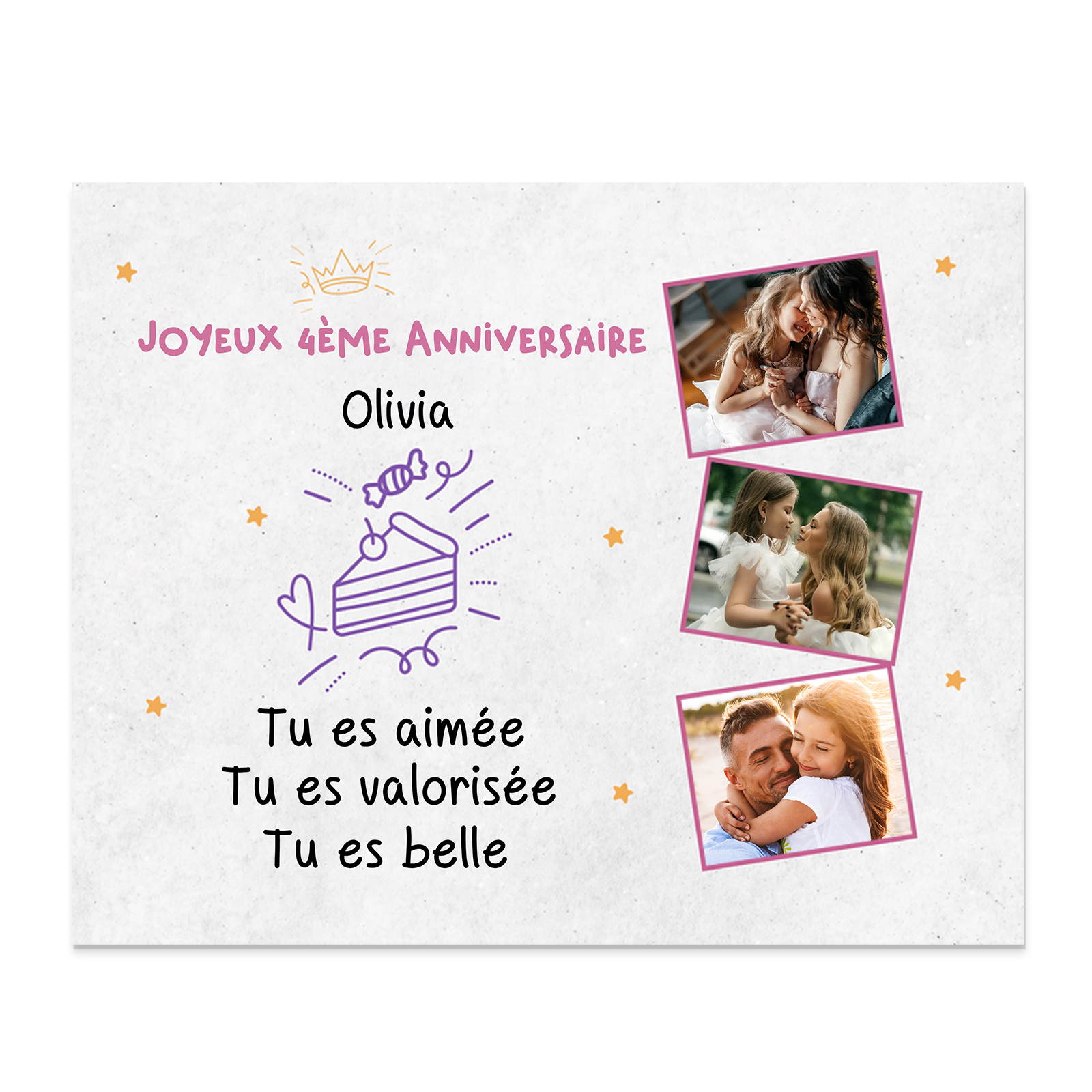 Cadre en bois imprimé personnalisé avec 1 prénom et photo Cadeau anniv