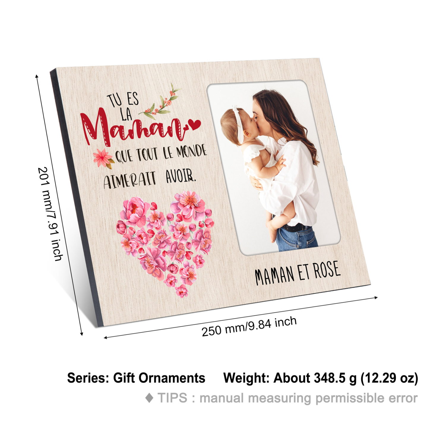 À ma Maman Cadre imprimé en bois 1 Prénom personnalisé avec 4 Photos｜ Jessemade