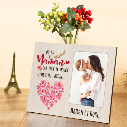 À ma Maman Cadre imprimé en bois 1 Prénom personnalisé avec 4 Photos｜ Jessemade