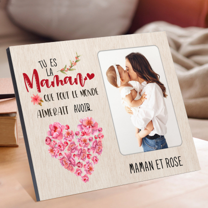 À ma Maman Cadre imprimé en bois 1 Prénom personnalisé avec 4 Photos｜ Jessemade