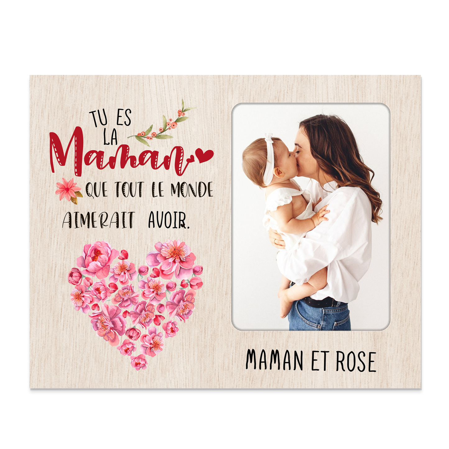 À ma Cadre imprimé en bois 1 Prénom personnalisé avec 4 Photos Cadeau