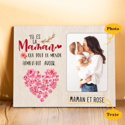À ma Maman Cadre imprimé en bois 1 Prénom personnalisé avec 4 Photos｜ Jessemade
