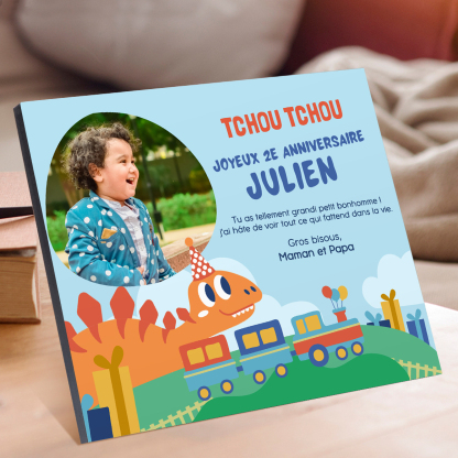 Cadre en bois imprimé 1 prénom personnalisé avec Texte et photo Cadeau 1er anniversaire pour enfant｜ Jessemade
