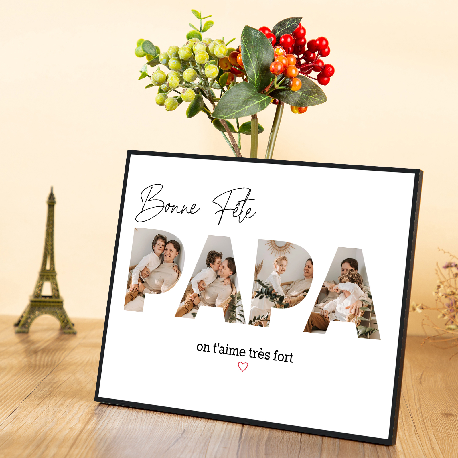 A mon Papa Cadre en bois 4 photos avec texte Cadeau pour papa | Jessemade