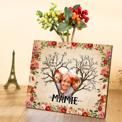 À ma Mamie Cadre imprimé en bois 2 Prénom personnalisé avec Texte et Photo｜Jessemade