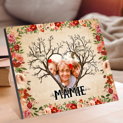 À ma Mamie Cadre imprimé en bois 2 Prénom personnalisé avec Texte et Photo｜Jessemade