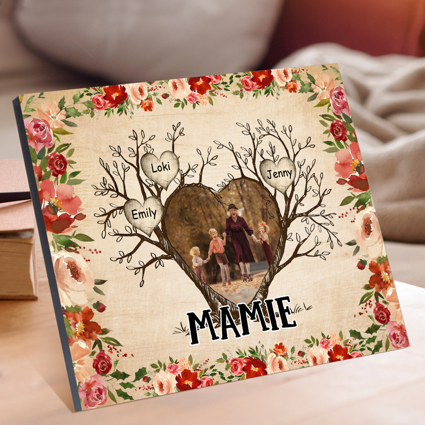 À ma Mamie Cadre imprimé en bois 3 Prénom personnalisé avec Texte et Photo|Jessemade