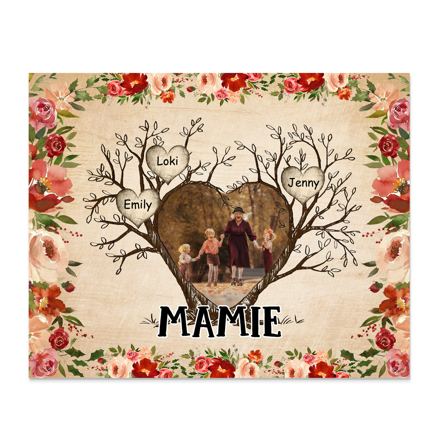 À ma Mamie Cadre imprimé en bois 3 Prénom personnalisé avec Texte et Photo|Jessemade