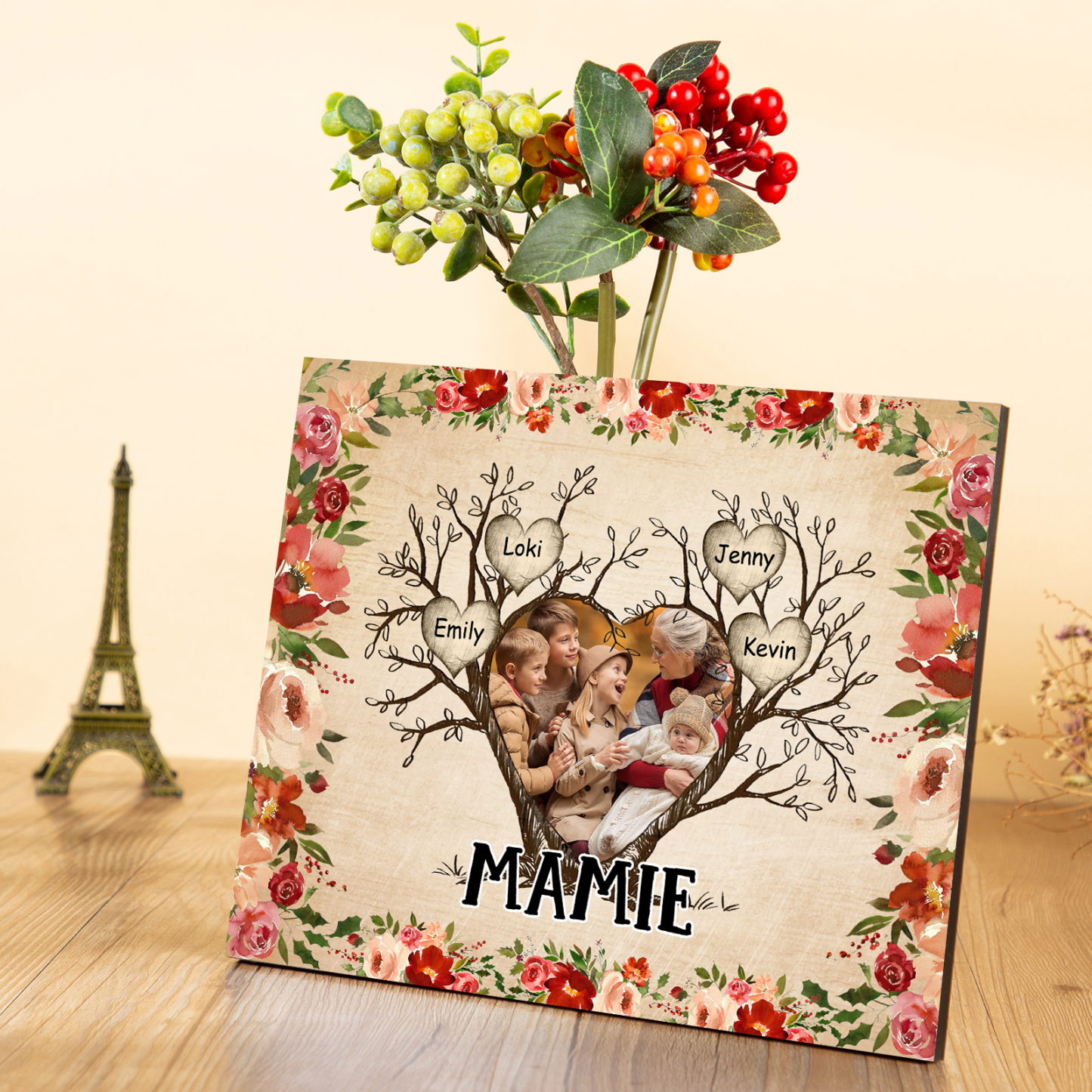 À ma Mamie Cadre imprimé en bois 4 Prénom personnalisé avec Texte et Photo|Jessemade