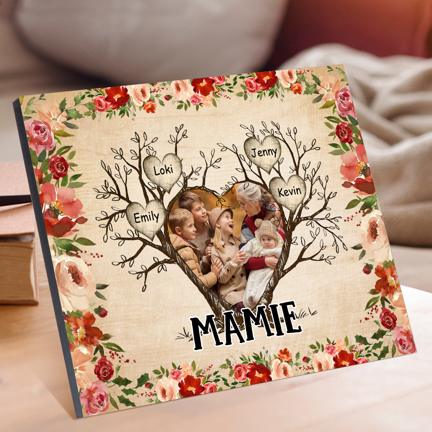 À ma Mamie Cadre imprimé en bois 4 Prénom personnalisé avec Texte et Photo|Jessemade