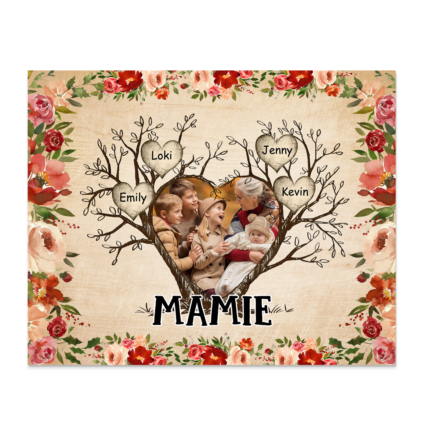 À ma Mamie Cadre imprimé en bois 4 Prénom personnalisé avec Texte et Photo|Jessemade