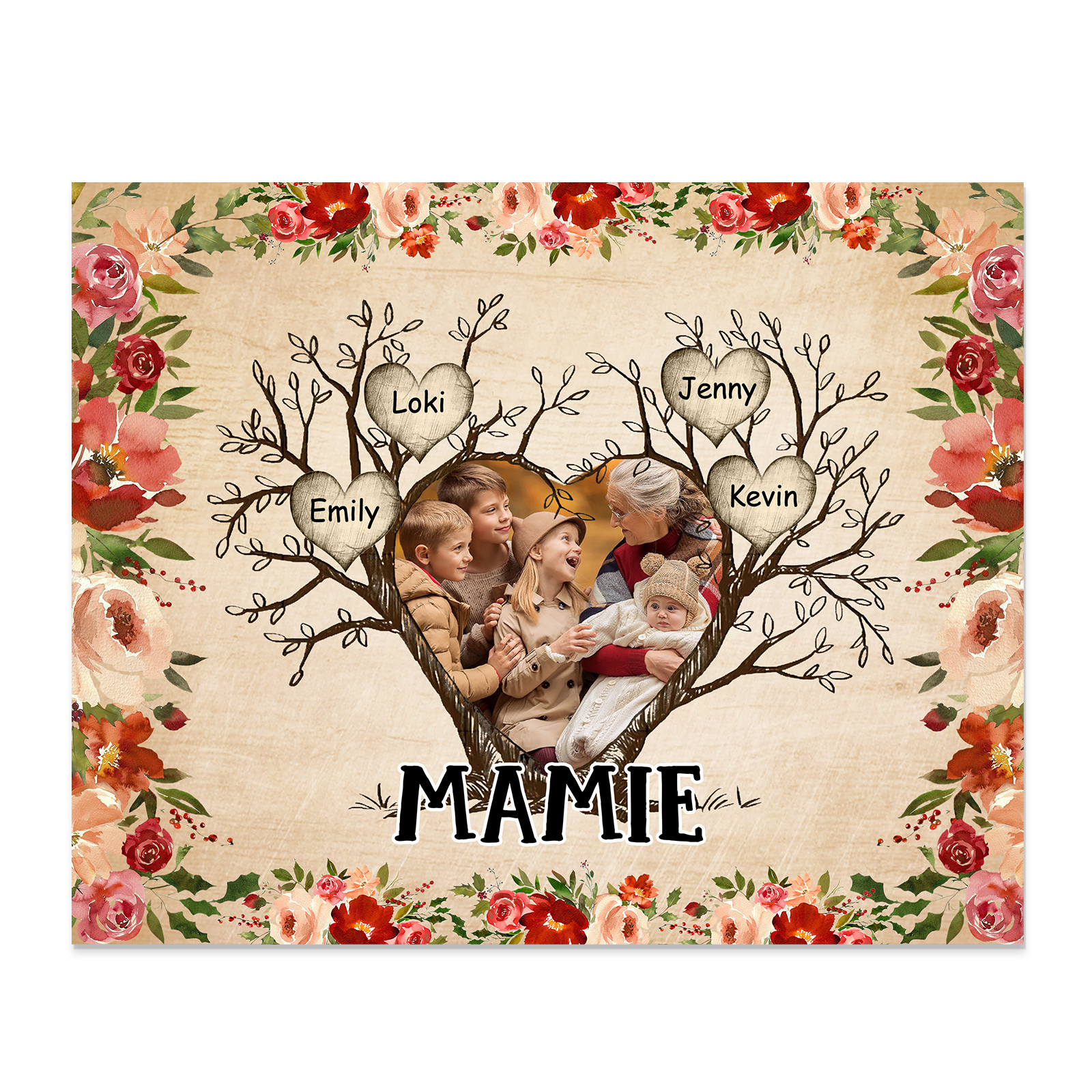 À ma Mamie Cadre imprimé en bois 4 Prénom personnalisé avec Texte et Photo|Jessemade