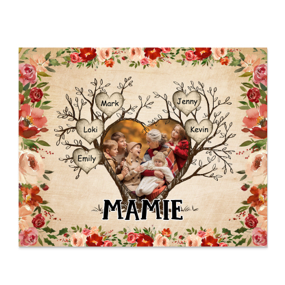À ma Mamie Cadre imprimé en bois 4 Prénoms personnalisé avec Texte et 