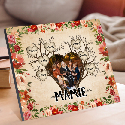 À ma Mamie Cadre imprimé en bois 7 Prénoms personnalisés avec Texte et Photo｜Jessemade