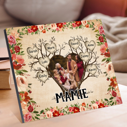 À ma Mamie Cadre imprimé en bois 8 Prénoms personnalisés avec Texte et Photo｜Jessemade