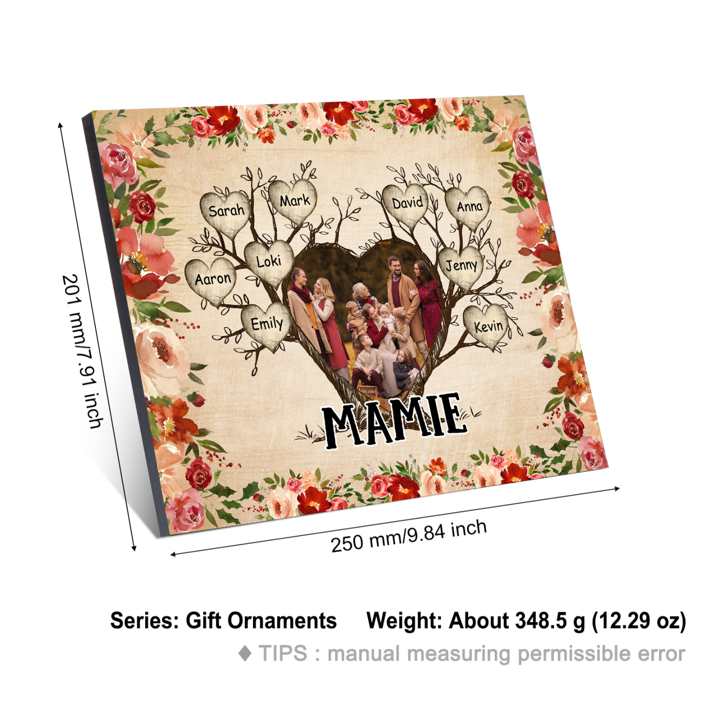 À ma Mamie Cadre imprimé en bois 9 Prénoms personnalisés avec Texte et Photo|Jessemade