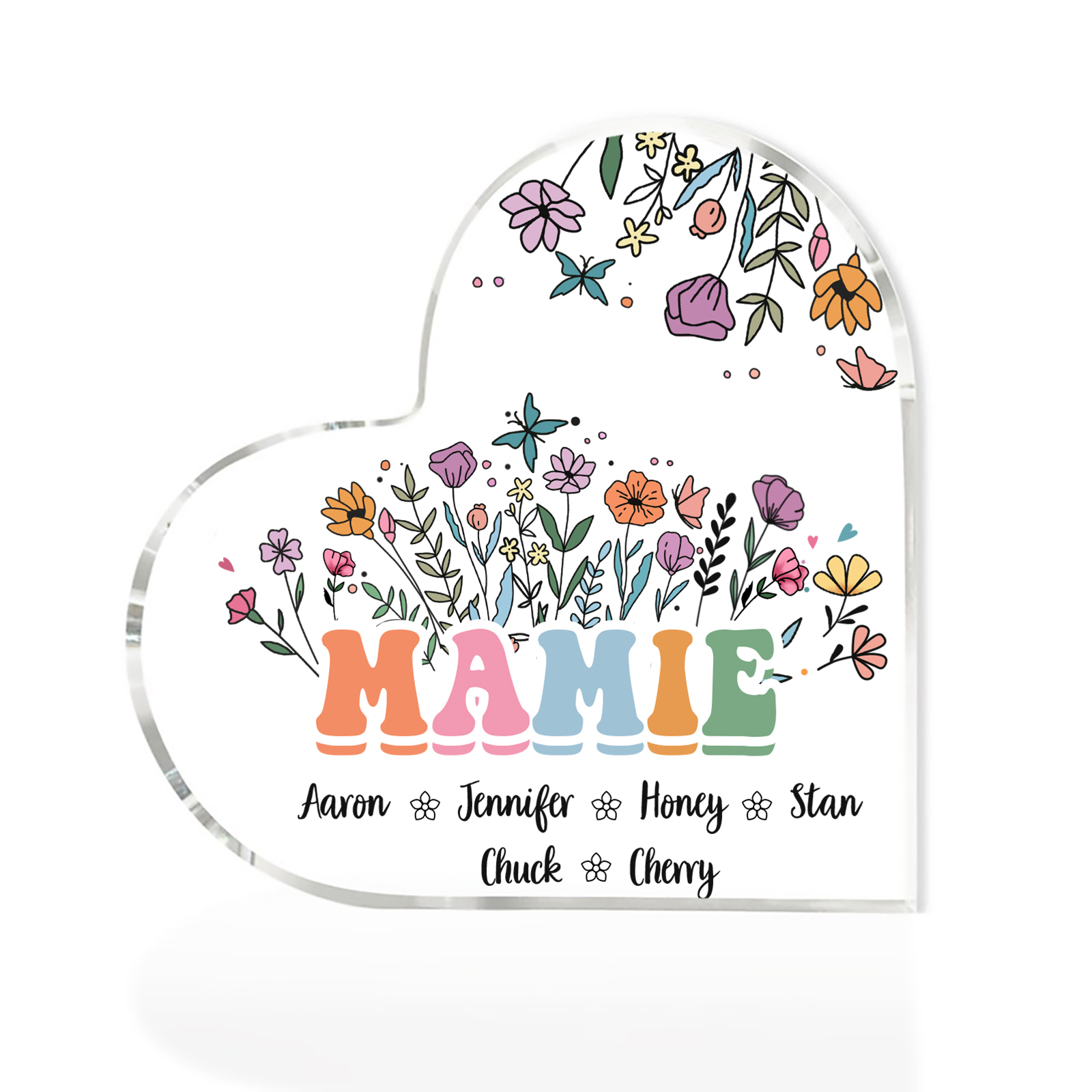 À Ma Mamie Plaque Acrylique Commémorative en Forme de Cœur ours 6 Prén