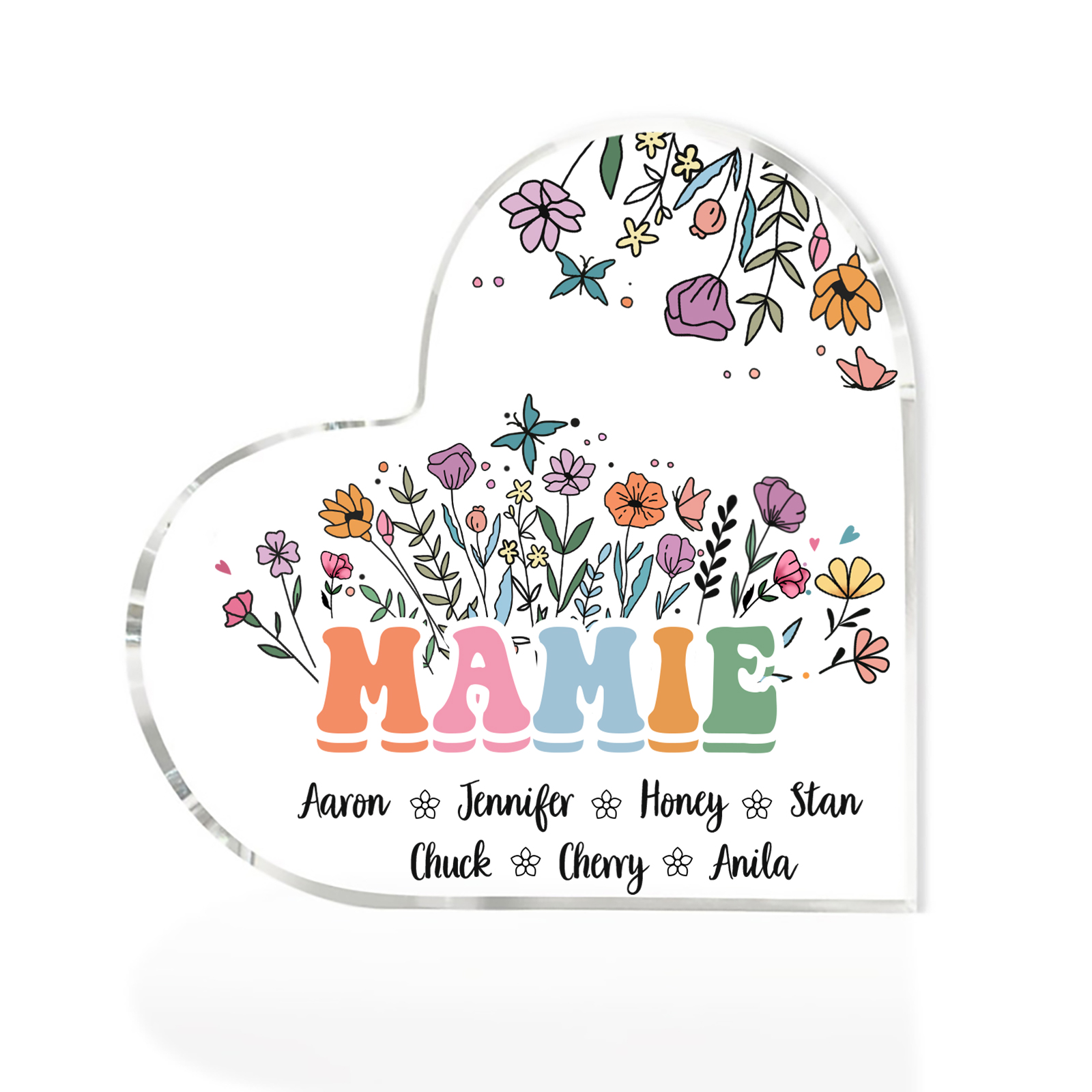 À Ma Mamie Plaque Acrylique Commémorative en Forme de Cœur ours 7 Prén