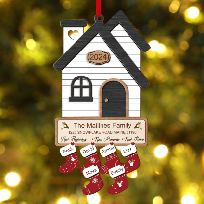 Décoration Sapin Noël en Bois Maison 6 Prénoms Personnalisés avec anné