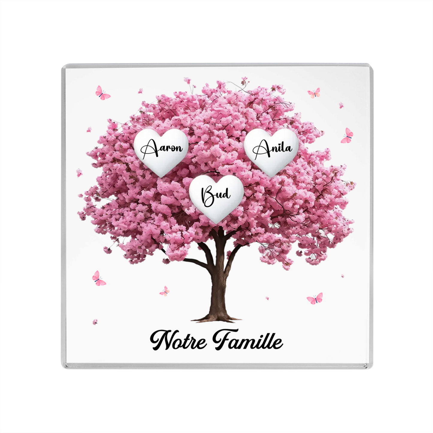 Plaque Acrylique Arbre Familial 3 Prénoms Personnalisés Cadeau famille | Jessemade