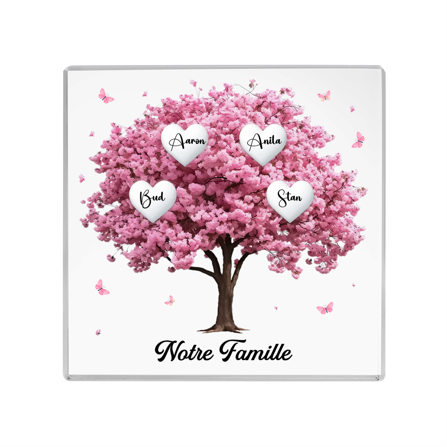 Plaque Acrylique Arbre Familial 4 Prénoms Personnalisés Cadeau famille | Jessemade