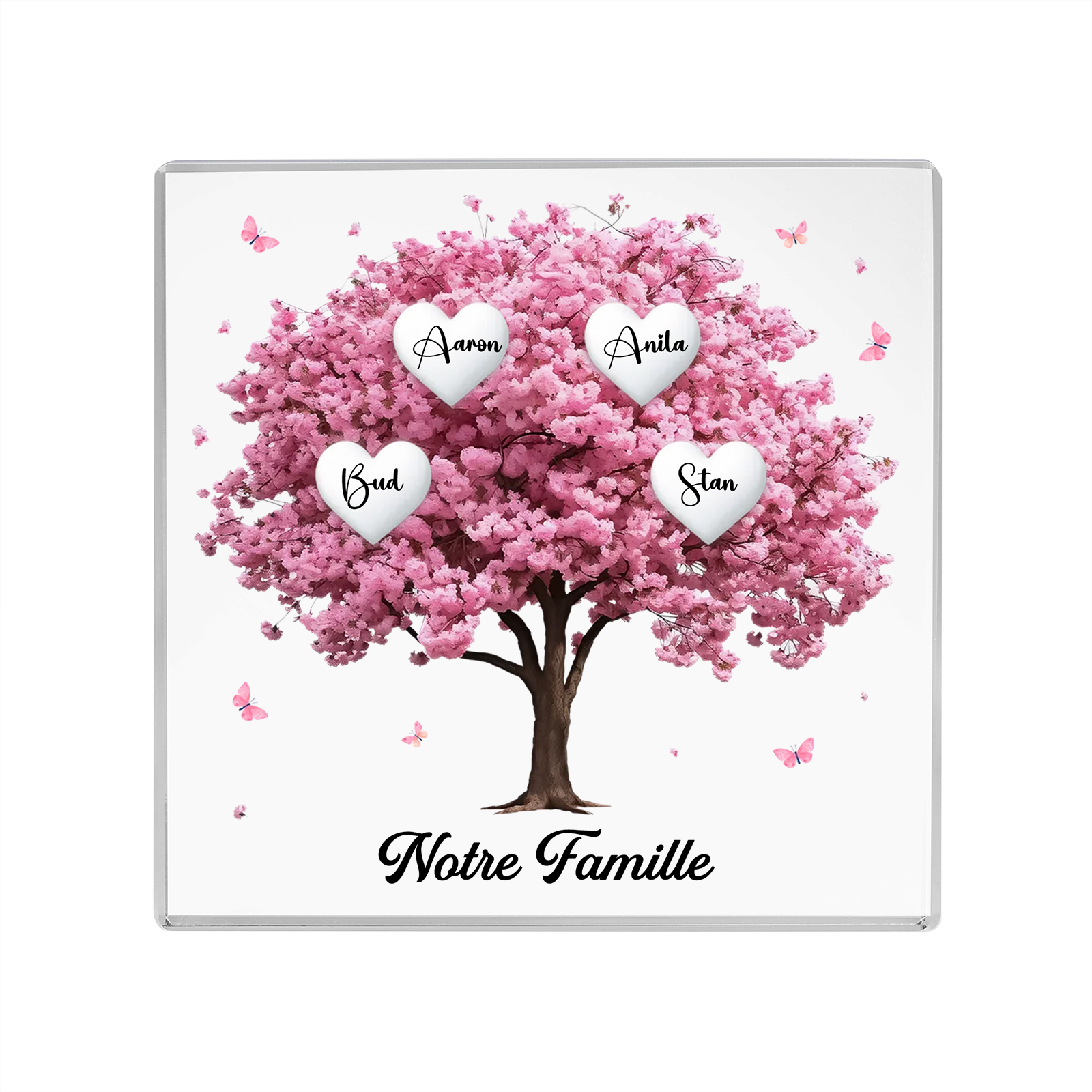 Plaque Acrylique Arbre Familial 4 Prénoms Personnalisés Cadeau famille | Jessemade
