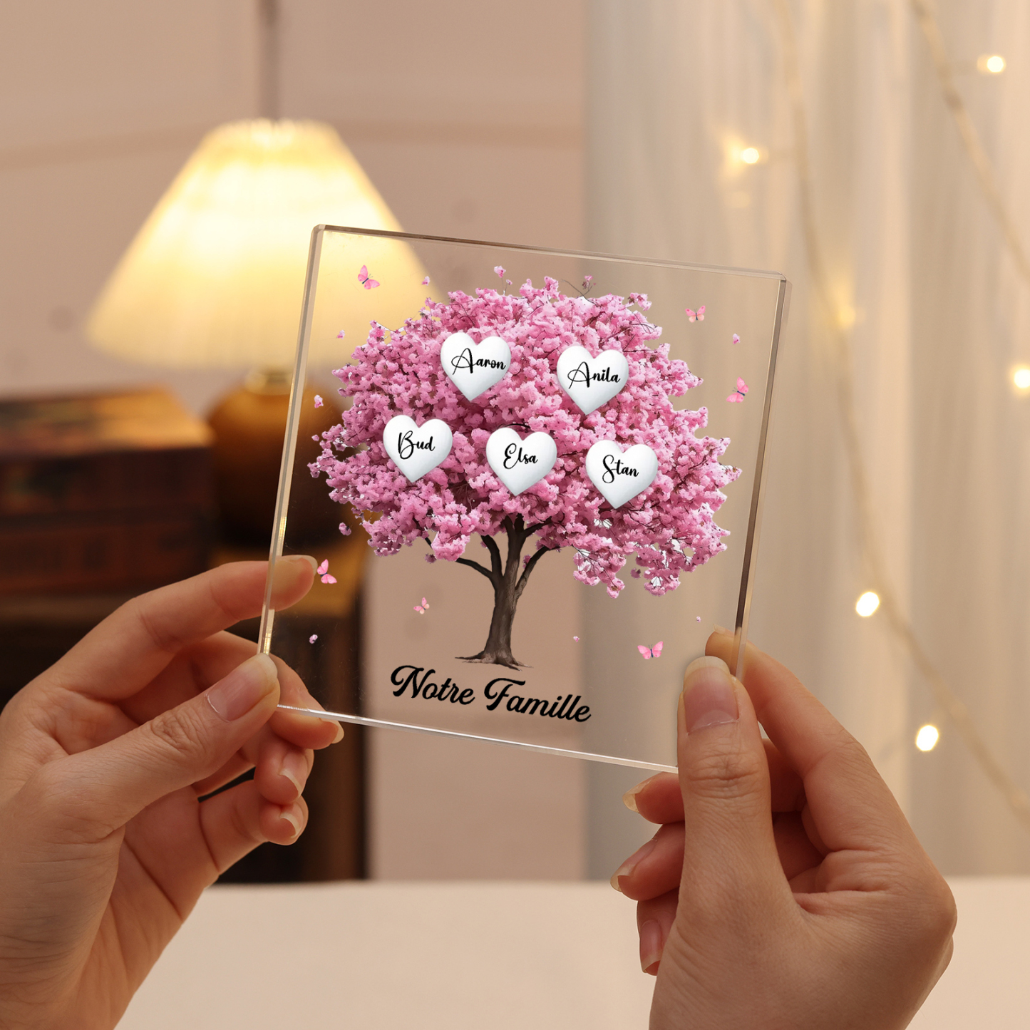 Plaque Acrylique Arbre Familial 5 Prénoms Personnalisés Cadeau famille | Jessemade