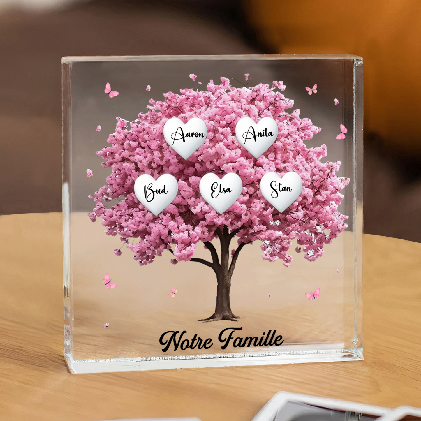 Plaque Acrylique Arbre Familial 5 Prénoms Personnalisés Cadeau famille | Jessemade