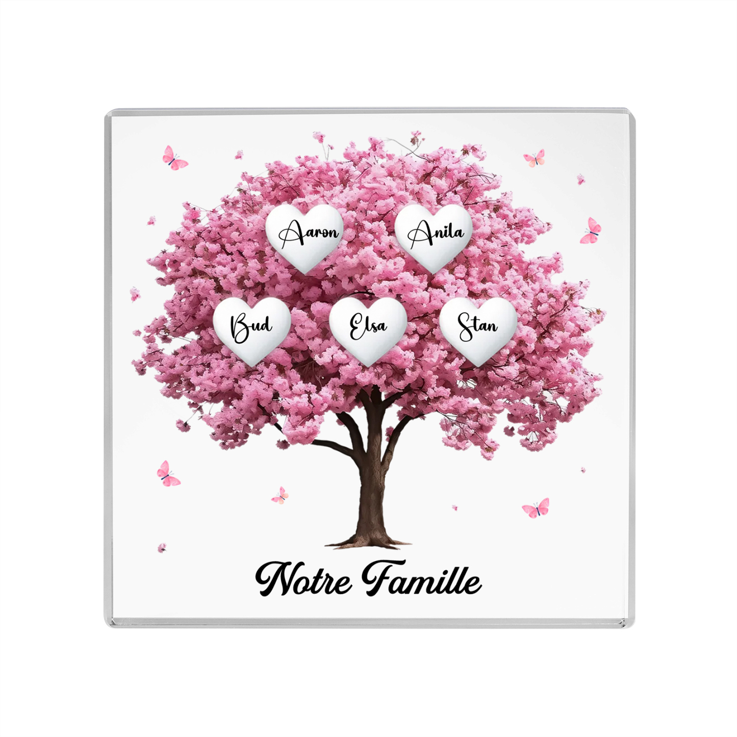 Plaque Acrylique Arbre Familial 5 Prénoms Personnalisés Cadeau famille | Jessemade