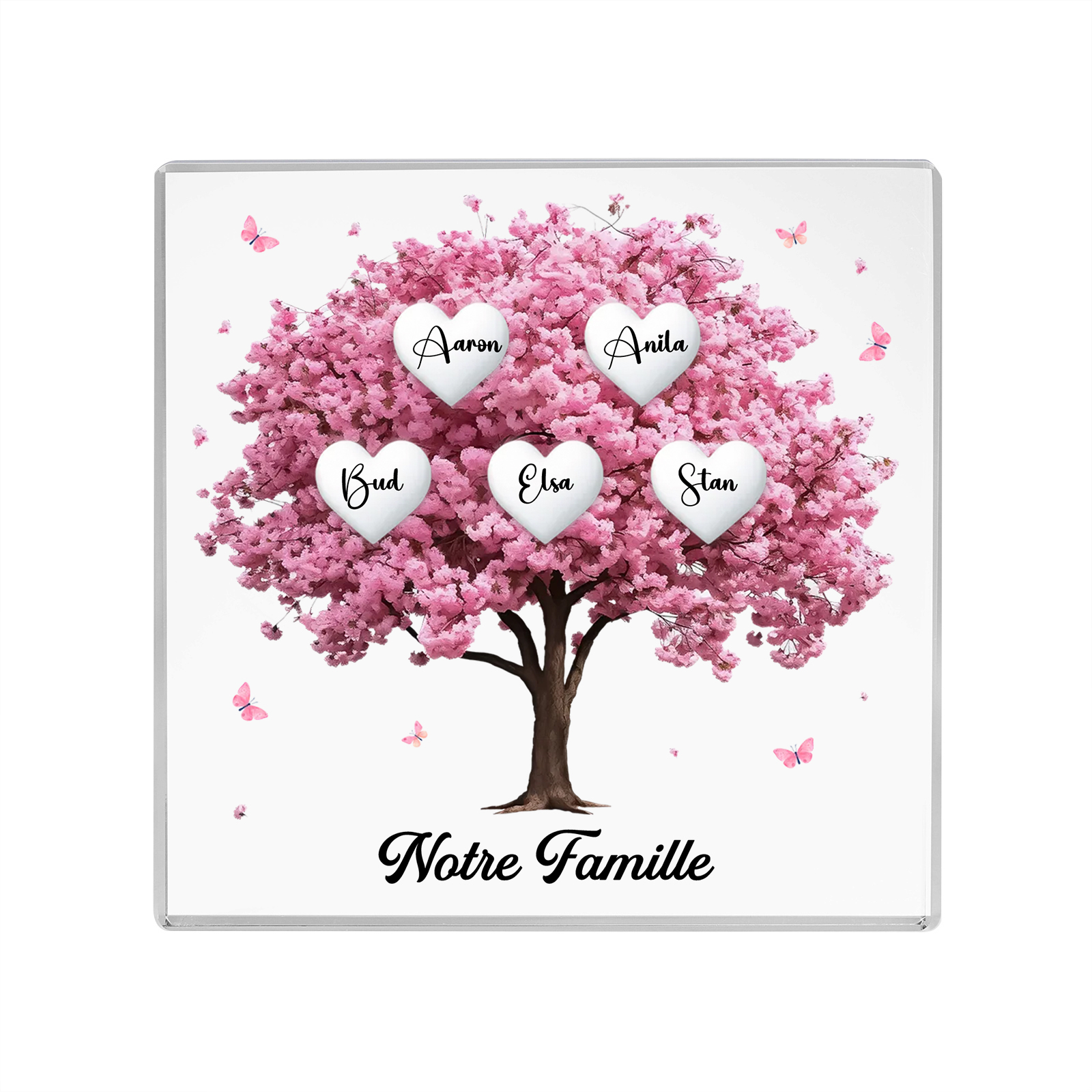 Plaque Acrylique Arbre Familial 5 Prénoms Personnalisés Cadeau famille | Jessemade