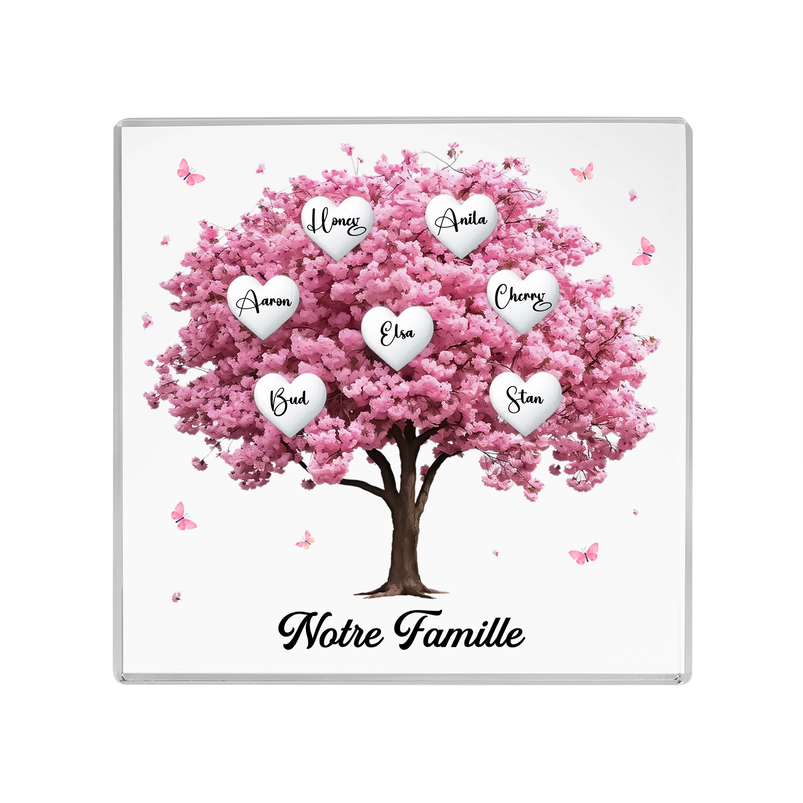 Plaque Acrylique Arbre Familial 7 Prénoms Personnalisés Cadeau famille | Jessemade