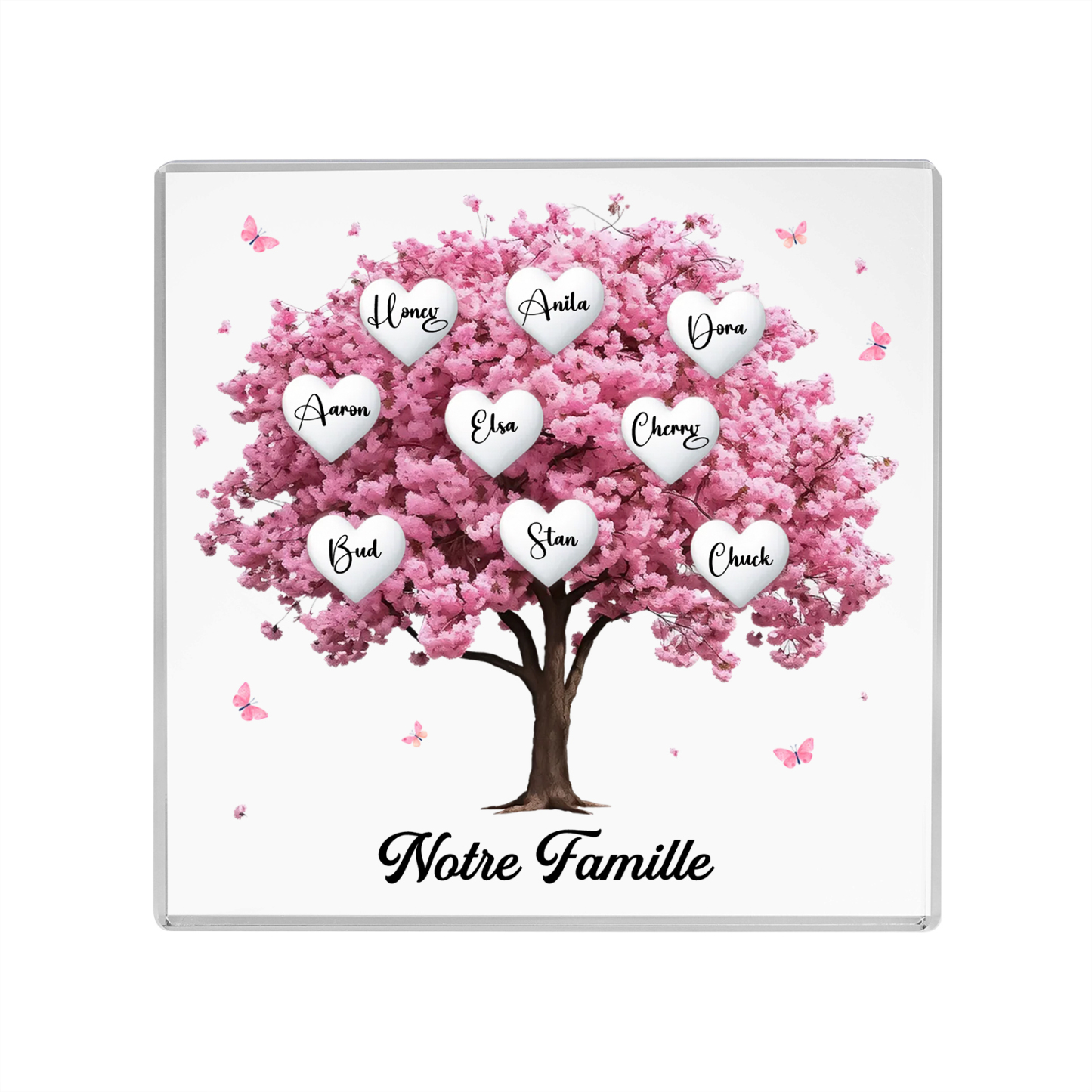 Plaque Acrylique Arbre Familial 9 Prénoms Personnalisés Cadeau famille | Jessemade
