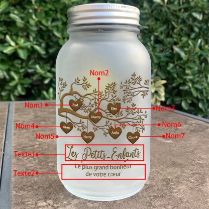 Bouteille lumineuse commémorative Ornements arbre de la famille 7 prénoms personnalisés Noël | Jessemade