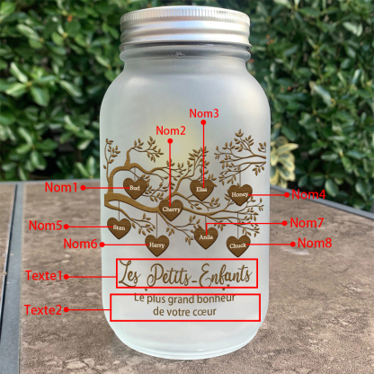 Bouteille lumineuse commémorative Ornements arbre de la famille 8 prénoms personnalisés Noël | Jessemade