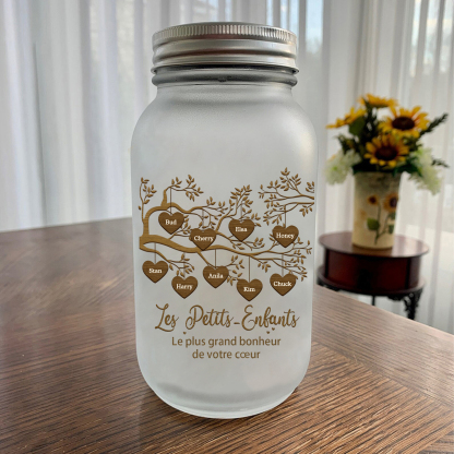 Bouteille lumineuse commémorative Ornements arbre de la famille 9 prénoms personnalisés Noël | Jessemade