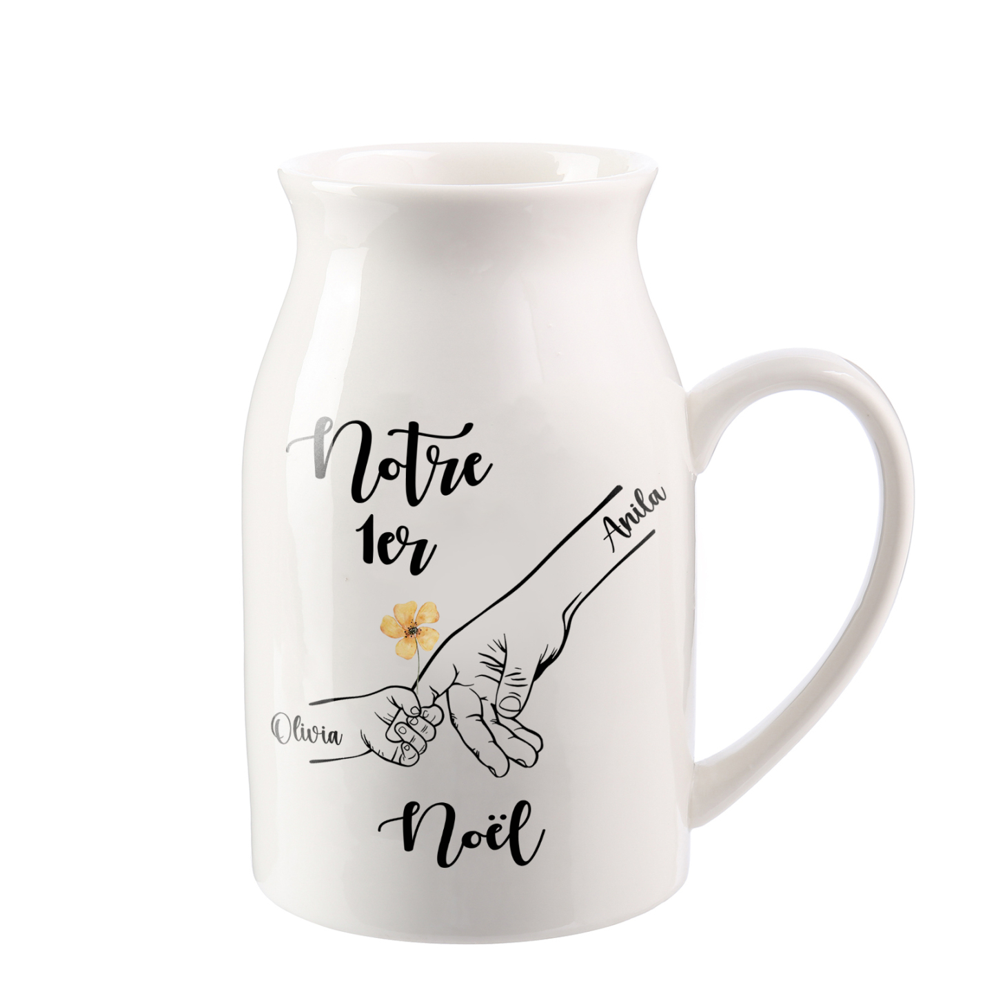 Vase à Fleurs main 2 Prénoms Personnalisés Décoration de la Maison | J